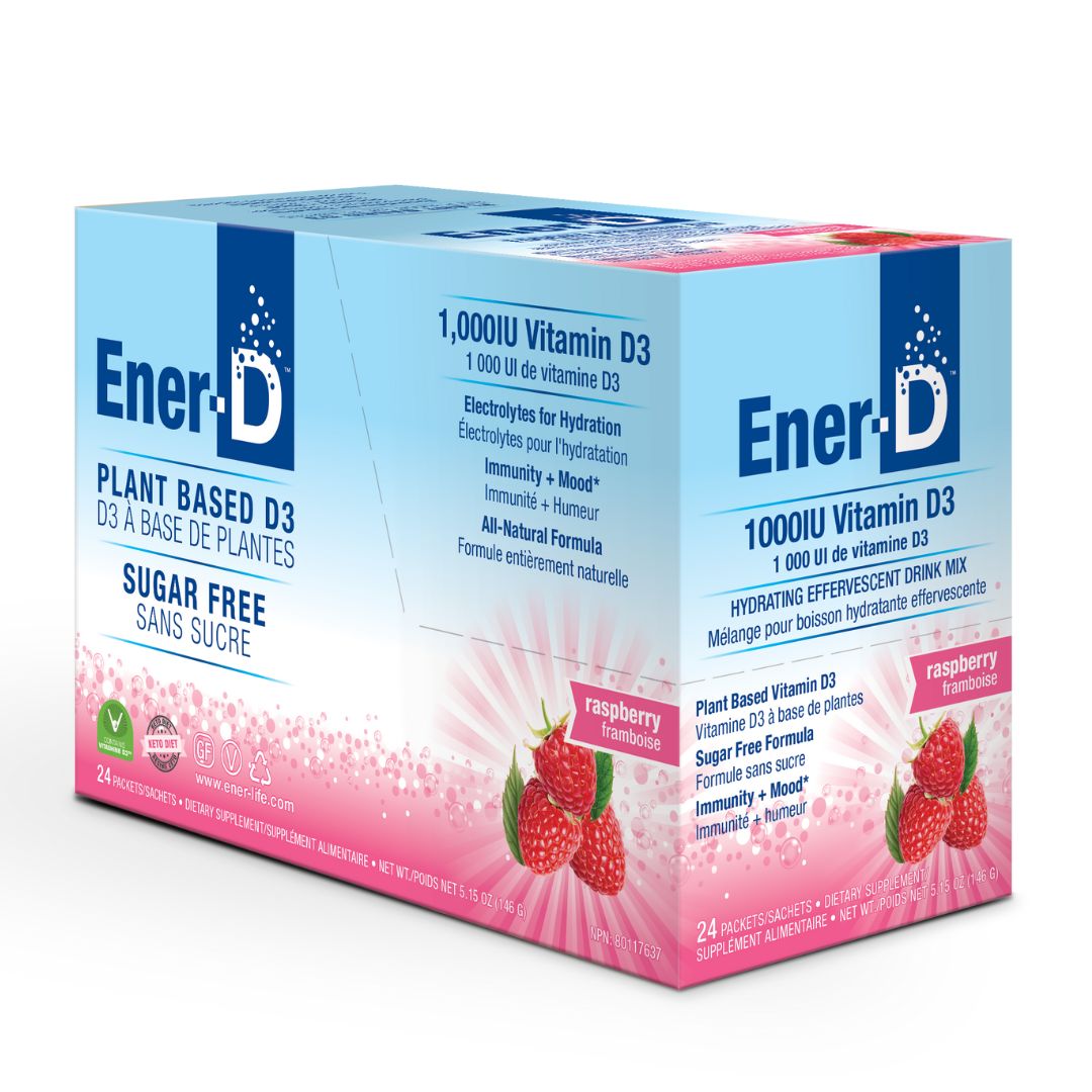 Vitamin D Drink Mix<br/>24 Sachet Carton<br/>1,000 IU of Vitamin D3<br/>Raspberry